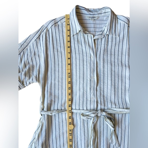 Max Studio London Striped Shirt Button Down Dress Belted Midi – Size Medium - Picture 10 of 11